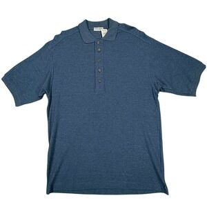 Giorgio Armani Polo Shirt Mens L Blue Cotton Knit Short Sleeve Popover Italy NWT